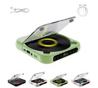 Yuguz Portable CD Player, New Bluetooth-Compatible CD-Player with Headphones, with Bluetooth 5.3, Built-in HiFi Speakers, Supports CD/AUX/USB and Repeat Modes for Home, Office, Travel (Green)
