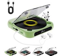 Yuguz Portable CD Player, Portable Bluetooth-Compatible CD-Player, Rechargeable, Supports CD/USB/BT and Repeat Modes, for Home, Office, Travel (Green)