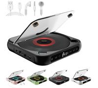 Yuguz Portable CD Player, Portable Bluetooth-Compatible CD-Player, Rechargeable with Bluetooth 5.3, Built-in HiFi Speakers, Supports CD/AUS/USB and Repeat Modes (Black)