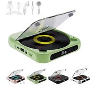 Yuguz Portable CD Player, Portable Bluetooth-Compatible CD-Player, Rechargeable with Bluetooth 5.3, Built-in HiFi Speakers, Supports CD/AUS/USB and Repeat Modes (Green)