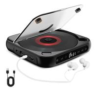Yuguz Portable CD Player, Portable Bluetooth-Compatible CD-Player, Rechargeable with Bluetooth 5.3, for Home, Office, Travel (Black)