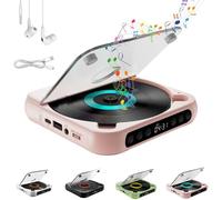 Yuguz Portable CD Player, Portable Bluetooth-Compatible CD-Player, Supports CD/USB/BT and Repeat Modes, Mini Rechargeable Discman, Built-in HiFi Speakers, for Home, Office, Travel (Pink)