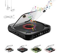 Yuguz Portable CD Player, Portable Bluetooth-Compatible CD-Player, Supports CD/USB/BT and Repeat Modes, Mini Rechargeable Discman, Built-in HiFi Speakers, for Home, Office, Travel (Black)