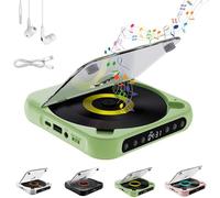 Yuguz Portable CD Player, Portable Bluetooth-Compatible CD-Player, Supports CD/USB/BT and Repeat Modes, Mini Rechargeable Discman, Built-in HiFi Speakers, for Home, Office, Travel (Green)