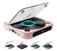 Yuguz Portable CD Player, Portable Bluetooth-Compatible CD-Player, upports CD/USB/BT and Repeat Modes, Mini Rechargeable for Home, Office, Travel (Pink)