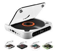 Yuguz Portable CD Player, Portable Bluetooth-Compatible CD-Player, upports CD/USB/BT and Repeat Modes, Mini Rechargeable for Home, Office, Travel (White)