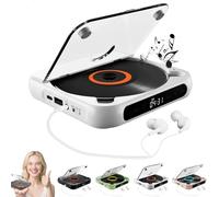 Yuguz Portable CD Player-Portable Bluetooth-Compatible CD-Player, with Headphones and Built-in HiFi Speaker, Supports CD/USB/BT/Aux and Repeat Modes, for Home, Office, Car, Travel (White)