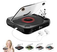 Yuguz Portable CD Player-Portable Bluetooth-Compatible CD-Player, with Headphones and Built-in HiFi Speaker, Supports CD/USB/BT/Aux and Repeat Modes, for Home, Office, Car, Travel (Black)
