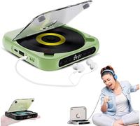 Yuguz Portable CD Player,Portable Bluetooth-Compatible CD-Player with Headphones,Built-in HiFi Speakers,Supports CD/USB/BT and Repeat Modes,for Home, Office, Trave (Green)