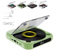 Yuguz Portable CD Player, Portable Bluetooth-Compatible CD-Player with Headphones, Rechargeable, Supports CD/USB and Repeat Modes for Home, Car, Travel (Green)