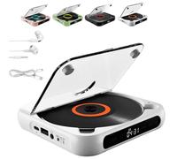 Yuguz Portable CD Player, Portable Bluetooth-Compatible CD-Player with Headphones, Rechargeable, Supports CD/USB and Repeat Modes for Home, Car, Travel (White)