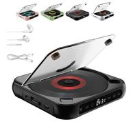 Yuguz Portable CD Player, Portable Bluetooth-Compatible CD-Player with Headphones, Rechargeable, Supports CD/USB and Repeat Modes for Home, Car, Travel (Black)
