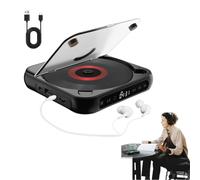 Yuguz Portable CD Player,Portable CD Player with Bluetooth and HiFi Speakers,Supports CD/AUX/USB and Repeat Modes,Rechargeable Small CD Players,for Car,Home, Office, Travel (Black)