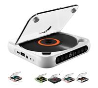 Yuguz Portable CD Player with Bluetooth & HiFi Stereo Speakers, Rechargeable Design Supports CD/USB/AUX/BT Audio Playback and Repeat Modes for Home Office Use (White)