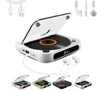 Yuguz Portable CD Player, Yuguz Portable Bluetooth-Compatible CD-Player, Bluetooth Compatible Small CD-Players with Headphones, Built-in HiFi Speakers, Supports CD/AUX/USB and Repeat Modes (White)