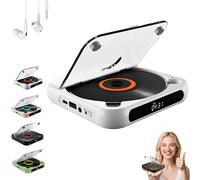 Yuguz Portable CD Player, Yuguz Portable Bluetooth-Compatible CD-Player, with Speakers Headphones, Supports CD/USB/BT and Repeat Modes, for Home, Office, Travel (White)
