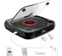 Yuguz Portable CD Player, Yuguz Portable CD Player with Bluetooth, Headphones, Rechargeable, for Home, Office, Car, Travel (Black)