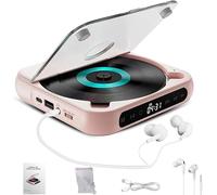 Yuguz Portable CD Player, Yuguz Portable CD Player with Bluetooth, Headphones, Rechargeable, for Home, Office, Car, Travel (Pink)