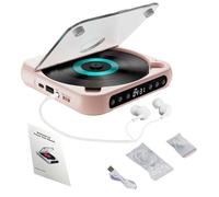 Yuguz Portable CD Player, Yuguz Portable Mini Bluetooth-Compatible CD-Player, Supports CD/USB/BT and Repeat Modes with Headphones for Home, Office, Travel (Pink)