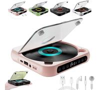 Yuguz - Reproductor de CD portátil con Bluetooth compatible con CD/USB/BT y modos de repetición, altavoces HiFi integrados, pantalla LCD recargable con auriculares para viajes en casa en coche