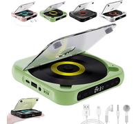 Yuguz - Reproductor de CD portátil con Bluetooth compatible con CD/USB/BT y modos de repetición, altavoces HiFi integrados, pantalla LCD recargable con auriculares para viajes en casa en coche