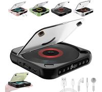 Yuguz - Reproductor de CD portátil con Bluetooth compatible con CD/USB/BT y modos de repetición, altavoces HiFi integrados, pantalla LCD recargable con auriculares para viajes en casa en coche