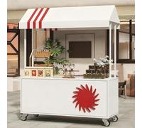 YUGXTH Carrito de comida móvil portátil con toldo, carrito de venta móvil de comida callejera con ruedas y toldo, puesto de postres del vendedor para calle de mercados (blanco, 100 cm)