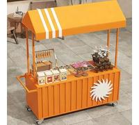YUGXTH Carrito de comida móvil portátil con toldo, carrito de venta móvil de comida callejera con ruedas y toldo, puesto de postres del vendedor para calle de mercados (naranja, 100 cm)