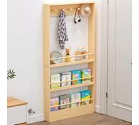 YUGXTH Estantes de Suelo Ultra Estrechos, Detrás de La Puerta para Libros, Estantes de Almacenamiento Abiertos con Protectores y Ganchos, for Dormitorio, Sala de Estar(70x145cm/27.5x57in)