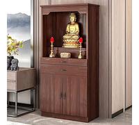 YUGXTH Mesa de Altar, Mesa de Meditación con Almacenamiento, Mesa de Puja, Mesa de Incienso for Relajación y Oraciones(Brown,40cm/15.7in)