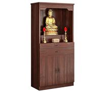YUGXTH Mesa de Altar, Mesa de Puja Maciza con Almacenamiento, Santuario de Meditación Budista, Mesa de Incienso China for Oraciones, Adivinación y Adoración(Brown,80cm/31.5in)