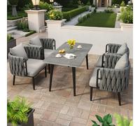 YUGXTH Mesa Jardin Exterior con Sillones de Jardin, Mesa Exterior Terraza Resistente a la Intemperie Garden Furniture Set for Césped, Balcón, Patio Trasero(Light Gray,Small)