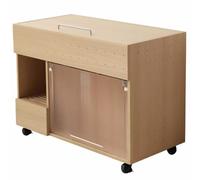 YUGXTH Mueble Arenero Gato, Mesa Auxiliar for Baño de Gatos con Puerta Delantera Abatible y Ruedas, Gran Capacidad de Almacenamiento Superior for Gatos Grandes(Natural)
