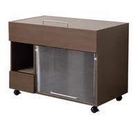 YUGXTH Mueble Arenero Gato, Mesa Auxiliar for Baño de Gatos con Puerta Delantera Abatible y Ruedas, Gran Capacidad de Almacenamiento Superior for Gatos Grandes(Brown)