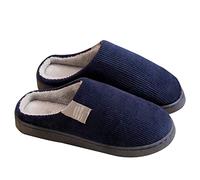YUHAI Winder Slippers Sheepskin for Women Men Soft Warm Memory Foam Cotton Home Slippers Plus Fleece Slip on House Shoes for Indoor Outdoor,Blue-44~45