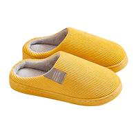 YUHAI Winder Slippers Sheepskin for Women Men Soft Warm Memory Foam Cotton Home Slippers Plus Fleece Slip on House Shoes for Indoor Outdoor,Yellow-38~39