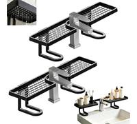 Yuhaidzsw Organizador de fregadero detrás del grifo, estante organizador de fregadero sin taladro, estante organizador universal extraíble en forma de U que ahorra espacio para baño, encimera de