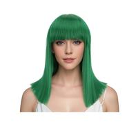 YUHANXINHESHE Bob peluca corta y lisa de 16 pulgadas con flequillo, pelo sintético resistente al calor para las mujeres añade volumen del cabello(Green)