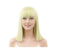 YUHANXINHESHE Bob peluca corta y lisa de 16 pulgadas con flequillo, pelo sintético resistente al calor para las mujeres añade volumen del cabello(rubia)