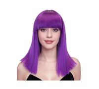 YUHANXINHESHE Bob peluca corta y lisa de 16 pulgadas con flequillo, pelo sintético resistente al calor para mujeres añade volumen de cabello (Purple)
