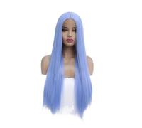 YUHANXINHESHE Peluca sintética azul glaciar, larga y lisa, con una línea de pelo natural, sin pegamento, para mujeres de moda. Agrega el volumen del cabello (24inch)