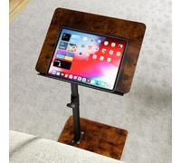 YUHFERA Mesa para sofá con reposabrazos y bandeja para sofá - Giratorio 360°, altura ajustable para espacios pequeños, mesa auxiliar para aperitivos para cama o silla con ranura para teléfono y tablet