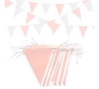 YUHGENWI Banderines de 66 pies, 52 banderas triangulares de tela de poliéster impermeable, banderines reutilizables, banderines rosa claro para fiestas, decoraciones de fiesta, cumpleaños, jardín al