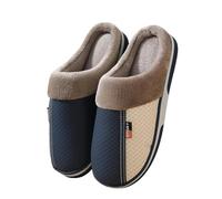 YUHNPSZE Zapatillas Zapatillas Caseras Calientes Para Hombres, Zapatillas De Peluche Cómodas, Zapatillas De Casa Resbaladizas, Suelas Sin Deslizamiento Al Aire Libre-Azul-44-45