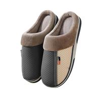 YUHNPSZE Zapatillas Zapatillas Caseras Calientes Para Hombres, Zapatillas De Peluche Cómodas, Zapatillas De Casa Resbaladizas, Suelas Sin Deslizamiento Al Aire Libre-Gris-44-45
