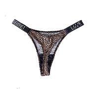 YUHOOE 1Pcs Mujer Sexy Leopard Thong Bragas Crystal Rhinestone Letter Underwear Fitness Gym G-String Low-Rise Hip Lift Tanga Chica Push Up Lencería, Negro, S