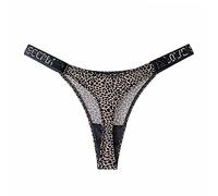 YUHOOE 1Pcs Mujer Sexy Tanga Bragas Crystal Rhinestone Letter Underwear Fitness Gym G-String Moda Low-Rise Hip Lift Tanga Chica Push Up Lencería, Leopardo, S