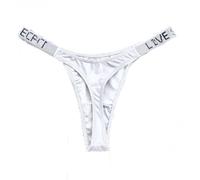 YUHOOE 1Pcs Sexy Mujer Tanga Bragas Crystal Rhinestone Letter Underwear Fitness Gym G-String Moda Low-Rise Hip Lift Tanga Chica Push Up Lencería, Blanco, XL