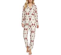 YUHSOW Pijama largo de dos piezas para mujer, parte superior suave, pantalones de pijama, ropa de dormir, ropa de casa, juego de pijama, M