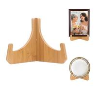 Yuhtech Soportes de Platos para Exhibición, Soporte de Exhibición de Soporte de Plato, Soporte de Soporte de Plato de Marco de Imagen de Bambú de 6 Pulgadas para Foto, Caballete, Libro